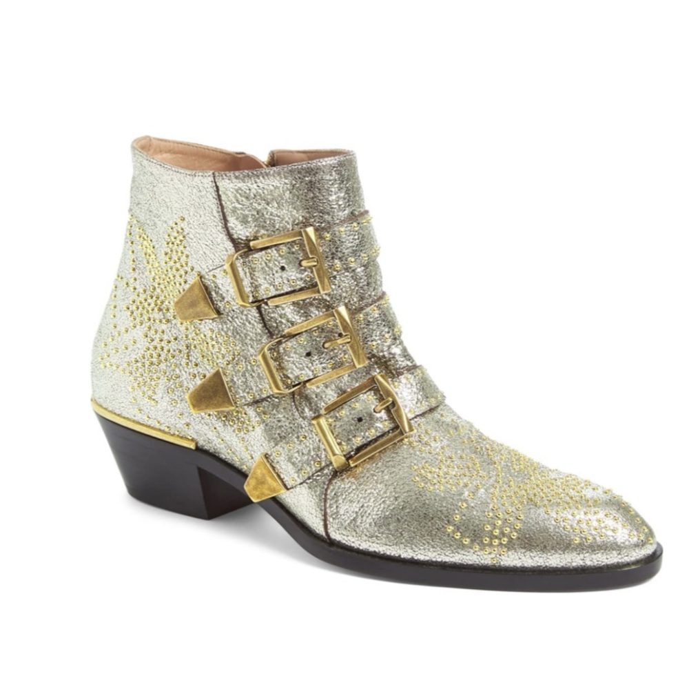 Chloé - Metallic Susanna Studded Leather Boots